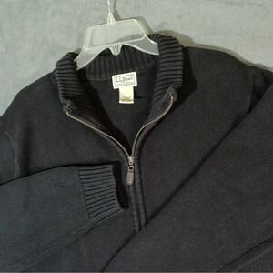 L. L. Bean Sweater Mens Extra Large Black Cardigan Ribbed Full Zip Grandpacore